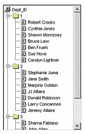 Tree control containing ordered results from a query
