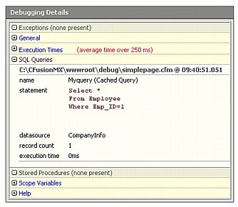 The SQL Queries section provides information about tags that generate SQL queries or result in retrieving a cached database query