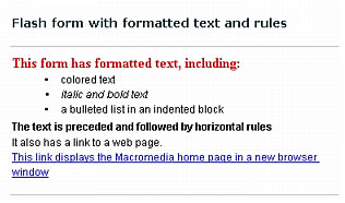 Flash form that results from preceding code
